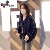 语娄美式黑色棒球服外套女士2023新款运动飞行员夹克工装百搭