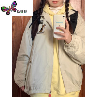 语娄学生外套女新款美式复古刺绣小狗夹克设计感小众百搭棒球上衣