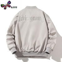 语娄新款春纯色刺绣棒球服男女情侣潮牌夹克加厚棉衣百搭外套