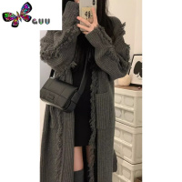 语娄小众设计感新款时尚软糯慵懒风外套中长款流苏中长款开衫毛衣