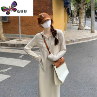 语娄韩系连帽卫衣连衣裙女新款休闲高级感宽松显瘦打底长袖裙子