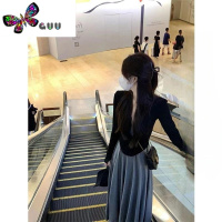 语娄早秋季2023新款女装小个子茶系穿搭旅游开衫灰色吊带连衣裙子套装