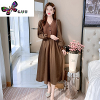 语娄灯芯绒针织连衣裙子女2023新款高级感气质内搭配大衣打底长裙