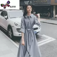 语娄小众设计初秋衬衫连衣裙女长袖2023年新款系带收腰清纯长裙子