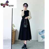 语娄赫本小黑裙法式复古收腰显瘦长袖黑白连衣裙女早秋长款内搭打底裙