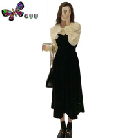 语娄2023年秋季新款秋装法式秋款长袖连衣裙温柔风金丝绒裙子女装