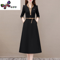 语娄高端气质长袖连衣裙女2023秋装新款妈妈高端精致显瘦黑色裙子