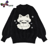 语娄原创[夜猫出没]皮扣重工慵懒加厚仿貂毛衣冬甜酷百搭软糯女