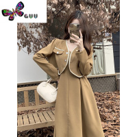 语娄大码胖mm法式小香风西装短外套吊带连衣裙两件套秋名媛高级感套装