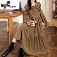 语娄学院风复古领蛋糕长裙子女春装大码洋气减龄遮肚子显瘦连衣裙