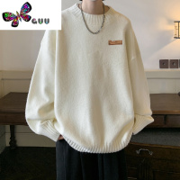 语娄香港潮牌套头毛衣男青少年潮流落肩加绒加厚美式内搭针织衫