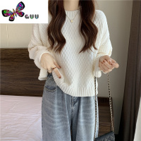 语娄圆领长袖雪尼尔打底毛衣女新款宽松显瘦纯色套头针织衫上衣服