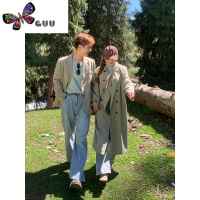 语娄山山屿你[落日余晖]微胖大码风衣外套女宽松胖mm中长款大衣