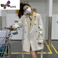 语娄米色英伦风短款风衣外套女秋2023新款法式宽松时尚小个子百搭大衣