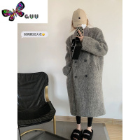 语娄反季灰色高级感马海毛大衣女冬季韩系温柔呢子外套冬季中长款加厚