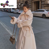 语娄胖MM红色毛呢外套女2023年新款加绒保暖派克服大码呢子大衣女