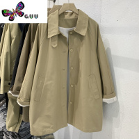 语娄卡其色工装风衣女中长款2023新款韩系气质休闲简约外套上衣