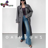 语娄周淼ZHOU巴黎旧梦经典廓形大翻领双排扣中长款气质风衣外套女