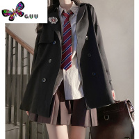 语娄布丁熊原创jk制服~风衣外套女2023秋装新款校供感大衣中长款短款