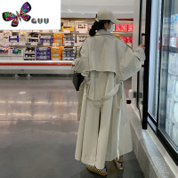 语娄2023今年新款韩系英伦风大衣流行休闲长款过膝米色风衣外套女