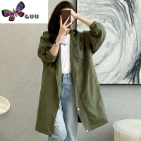 语娄连帽工装风衣外套女式中长款新款气质休闲大码胖MM百搭大衣
