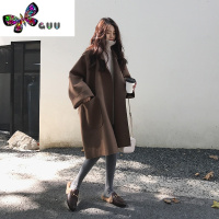 语娄绒大衣女2023年新款韩版学生宽松中长款小个子斗篷毛呢外套