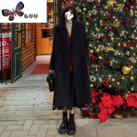 语娄黑色西装毛呢大衣女高级感2023新款赫本风加厚正肩呢子外套