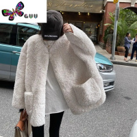 语娄炸街羔毛外套女2023冬新款宽松百搭加厚摇粒绒毛毛皮草黑色大衣