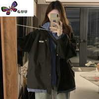 语娄工装假两件外套少女新款初中高中学生宽松休闲美式夹克棒球服