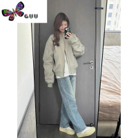 语娄美式复古飞行员棒球服外套女2023新款oversize高级感夹克上衣