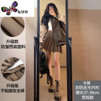 语娄卡其色百褶裙女半身裙短裙夏季2023新款高腰显瘦jk裙子a字裙
