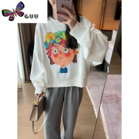 语娄韩版时尚涂鸦女孩印花套头卫衣女秋季洋气减龄宽松休闲长袖上衣潮