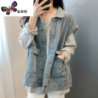 语娄微胖穿搭牛仔马甲女大码胖妹妹宽松显瘦外穿无袖坎肩工装外套