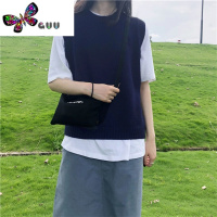 语娄马甲女新款2023秋圆领纯色针织毛衣背心叠穿今年流行马夹外搭洋气