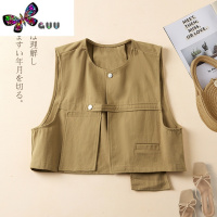 语娄棉质简约设计风工字型短款马甲秋季新款宽松纯色百搭叠穿无袖坎肩