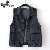 语娄黑色牛仔马甲女薄款复古韩版2023休闲大码外套短款马夹无袖