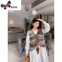 语娄芝士兔 针织马甲女新款小众彩色渐变马夹气质小个子毛衣开衫