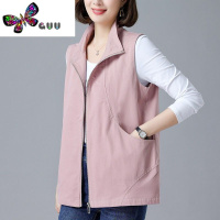 语娄[带透气网]休闲短款马甲女春薄款外穿刺绣背心大码宽松洋气马夹