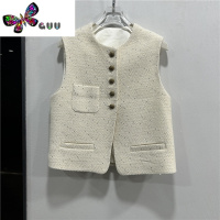 语娄欧洲站欧货2023秋季新款毛小香风马甲外套女气质亮片马夹时尚