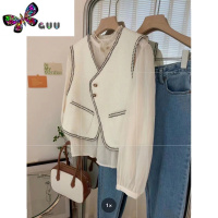 语娄小香风v领西装马甲女外搭衬衫叠穿女款西服马夹背心外套秋季