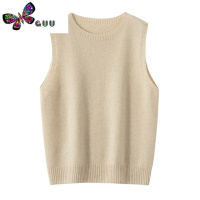 语娄无缝一体绒针织马甲女100纯毛薄款宽松毛衣背心外搭坎肩