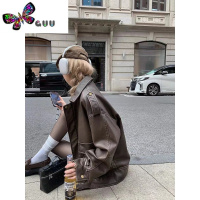 语娄早安樊樊 美拉德 美式复古擦色贝拉风机车皮衣皮西装短外套女