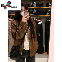 语娄棕色皮衣外套女2023新款秋季美拉德穿搭小个子今年流行皮夹克上衣