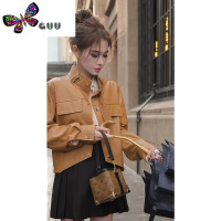 语娄秋装女2023年新款美拉德穿搭小香风美式复古咖色皮衣外套