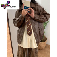 语娄美拉德风栗咖色皮衣外套女秋季高级感宽松休闲酷甜机车夹克上衣潮