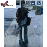 语娄美式复古铆钉机车棕色皮衣夹克女2023秋季新款高级感宽松短款外套