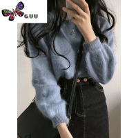 语娄兔绒毛衣女2023新款宽松慵懒百搭软糯短款打底针织衫内搭上衣