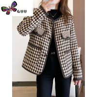 语娄小香风千鸟格短款外套女2023春季新款高级感时尚洋气时髦长袖上衣