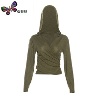 语娄 沙丘废土风气质性感连帽短款上衣女显瘦露脐设计感长袖t恤