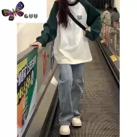 语娄山东即墨卫衣长袖上衣女2023新款拼接美式复古插肩oversize